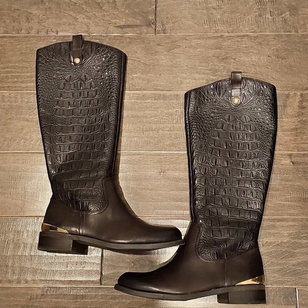 Beautiful Vince Camuto Leather Kamino Fudge Brownie Riding Boots Size 7.5